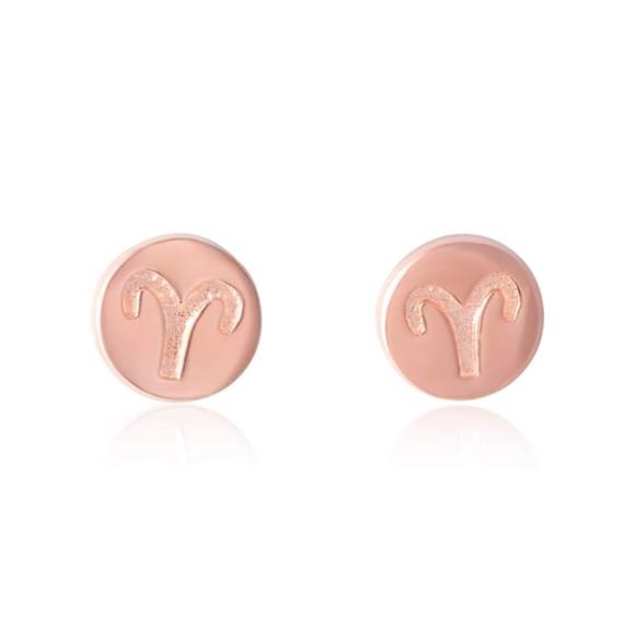Sterling Silver ARIES Earrings Rose Gold plated - Picture 3 of 5
